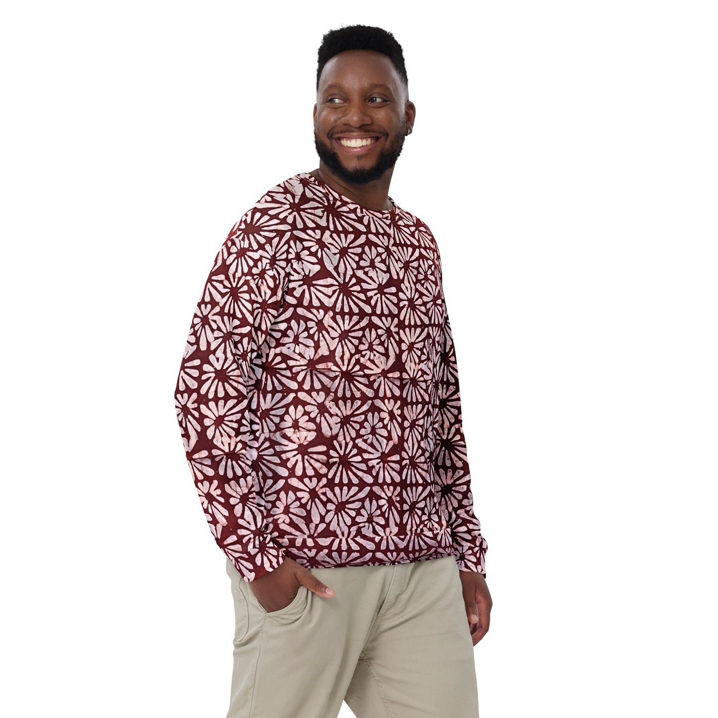 Red Abstract Adire Unisex Sweatshirt