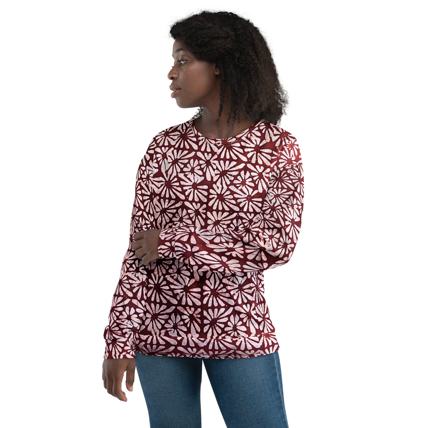 Red Abstract Adire Unisex Sweatshirt