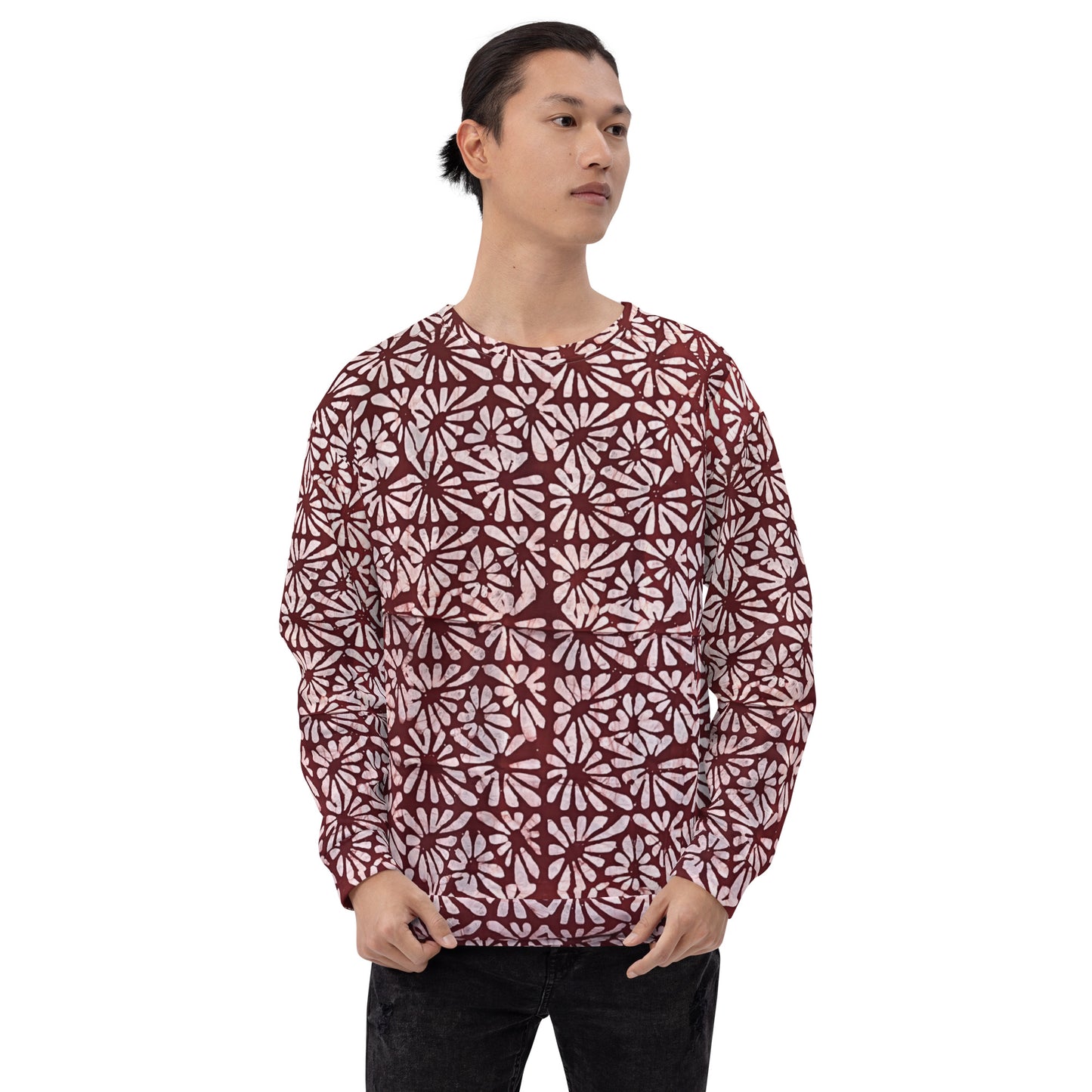 Red Abstract Adire Unisex Sweatshirt