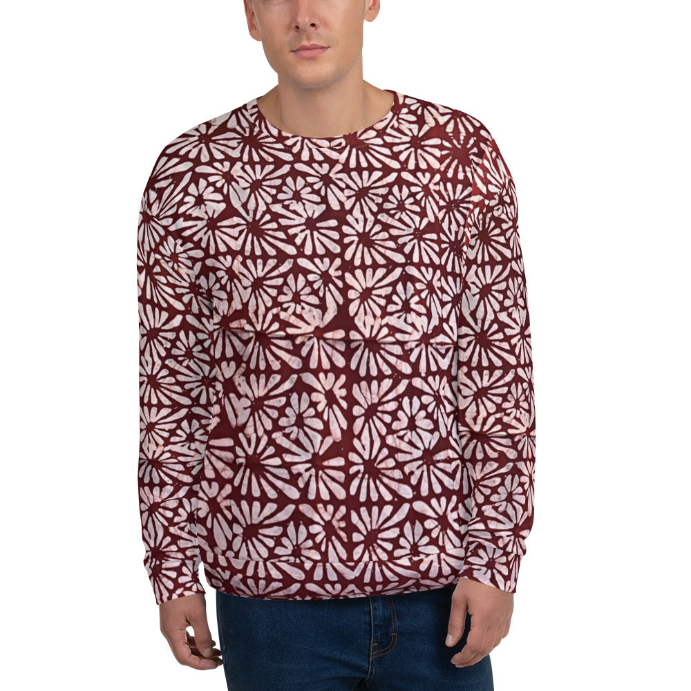 Red Abstract Adire Unisex Sweatshirt