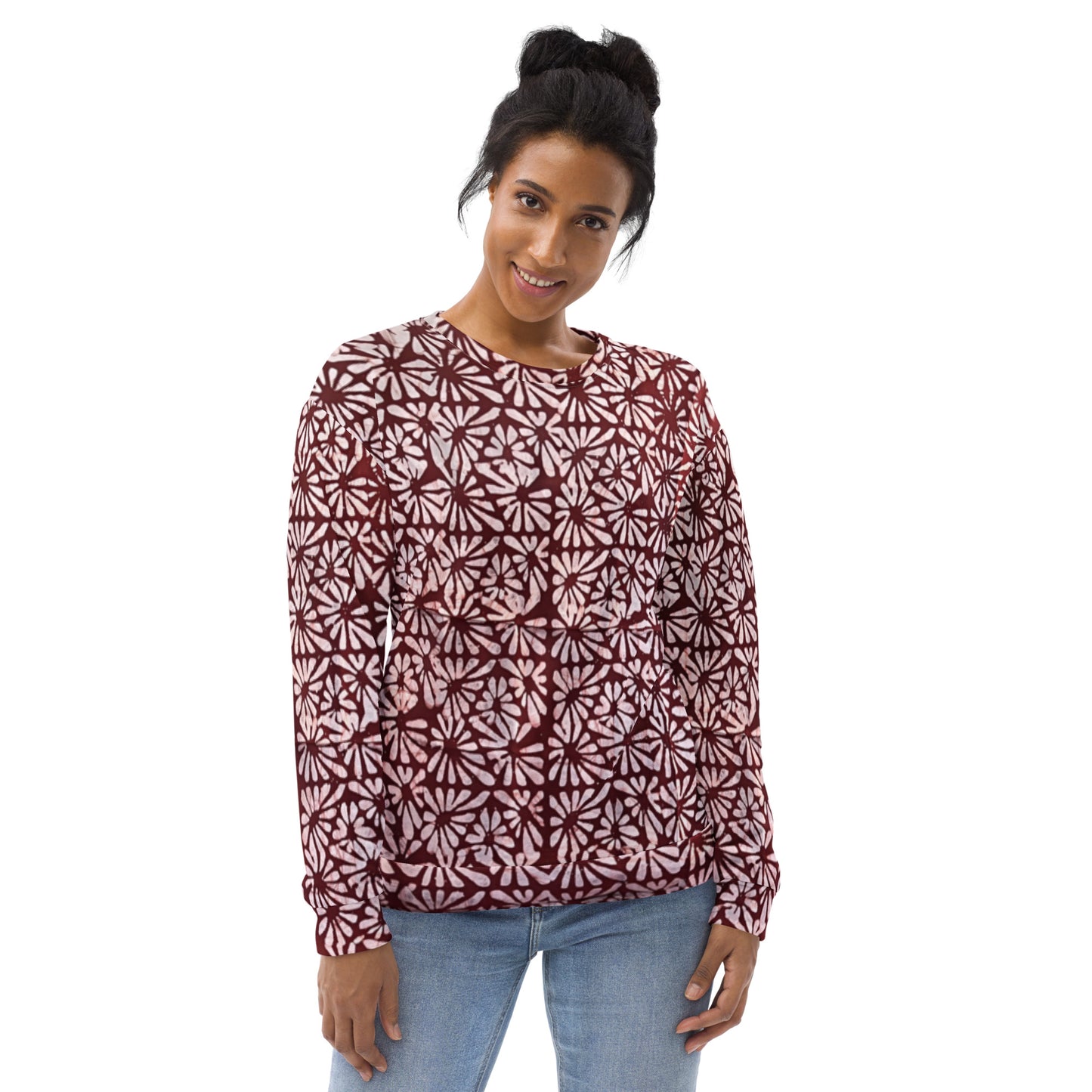 Red Abstract Adire Unisex Sweatshirt