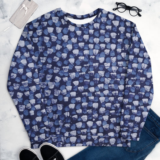 Blue Dotted Adire Unisex Sweatshirt