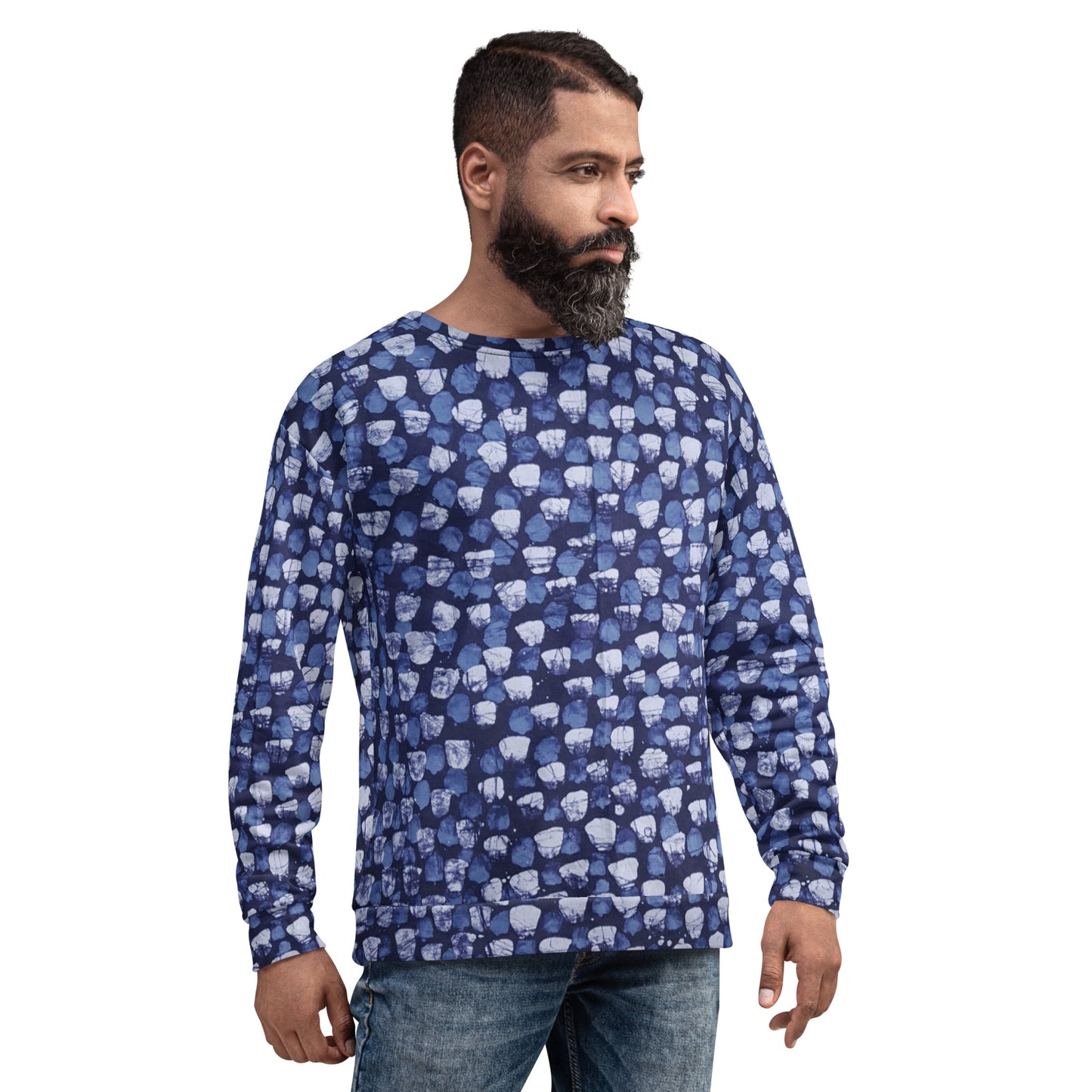 Blue Dotted Adire Unisex Sweatshirt