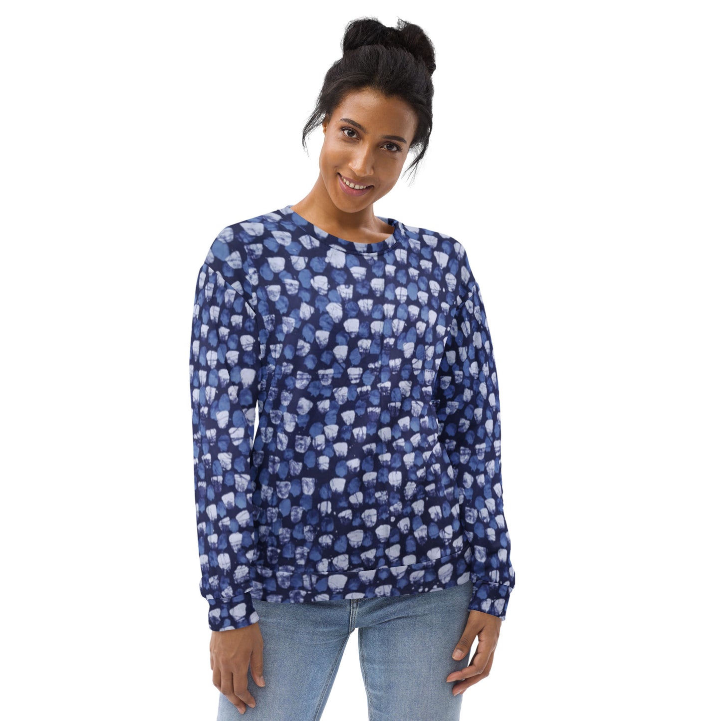 Blue Dotted Adire Unisex Sweatshirt