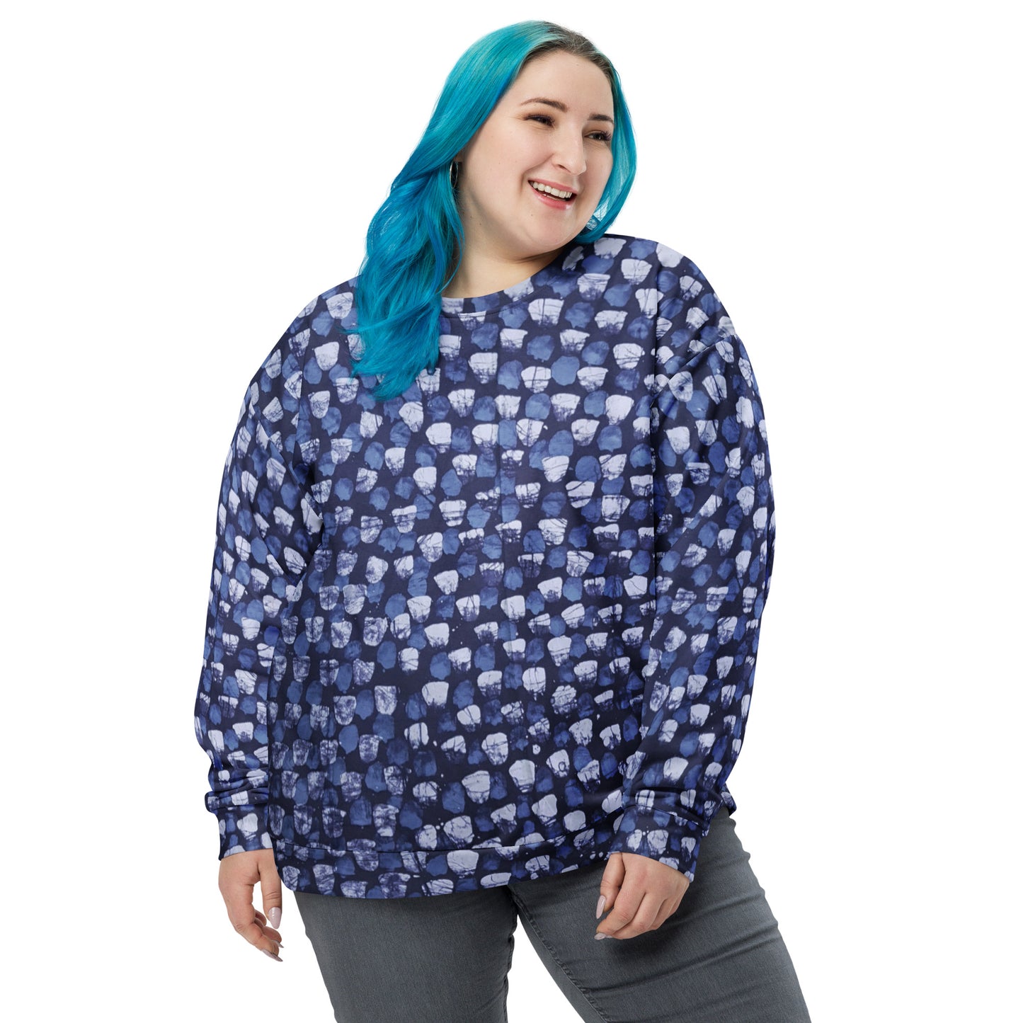 Blue Dotted Adire Unisex Sweatshirt