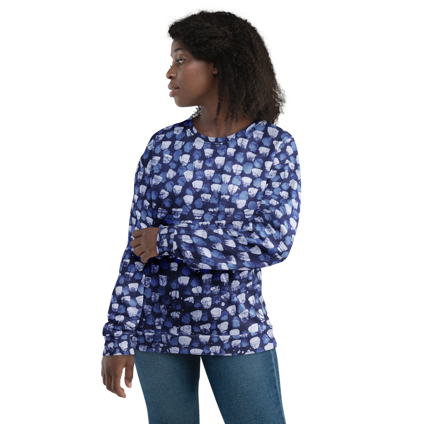 Blue Dotted Adire Unisex Sweatshirt