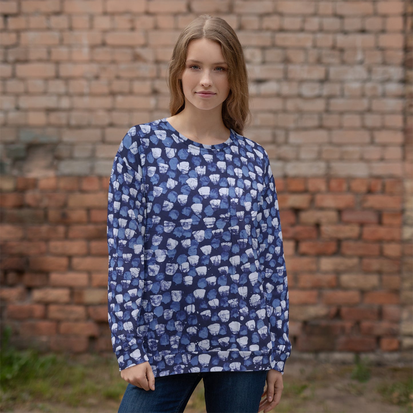 Blue Dotted Adire Unisex Sweatshirt