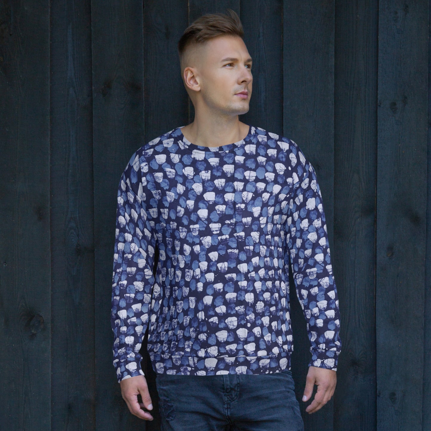 Blue Dotted Adire Unisex Sweatshirt