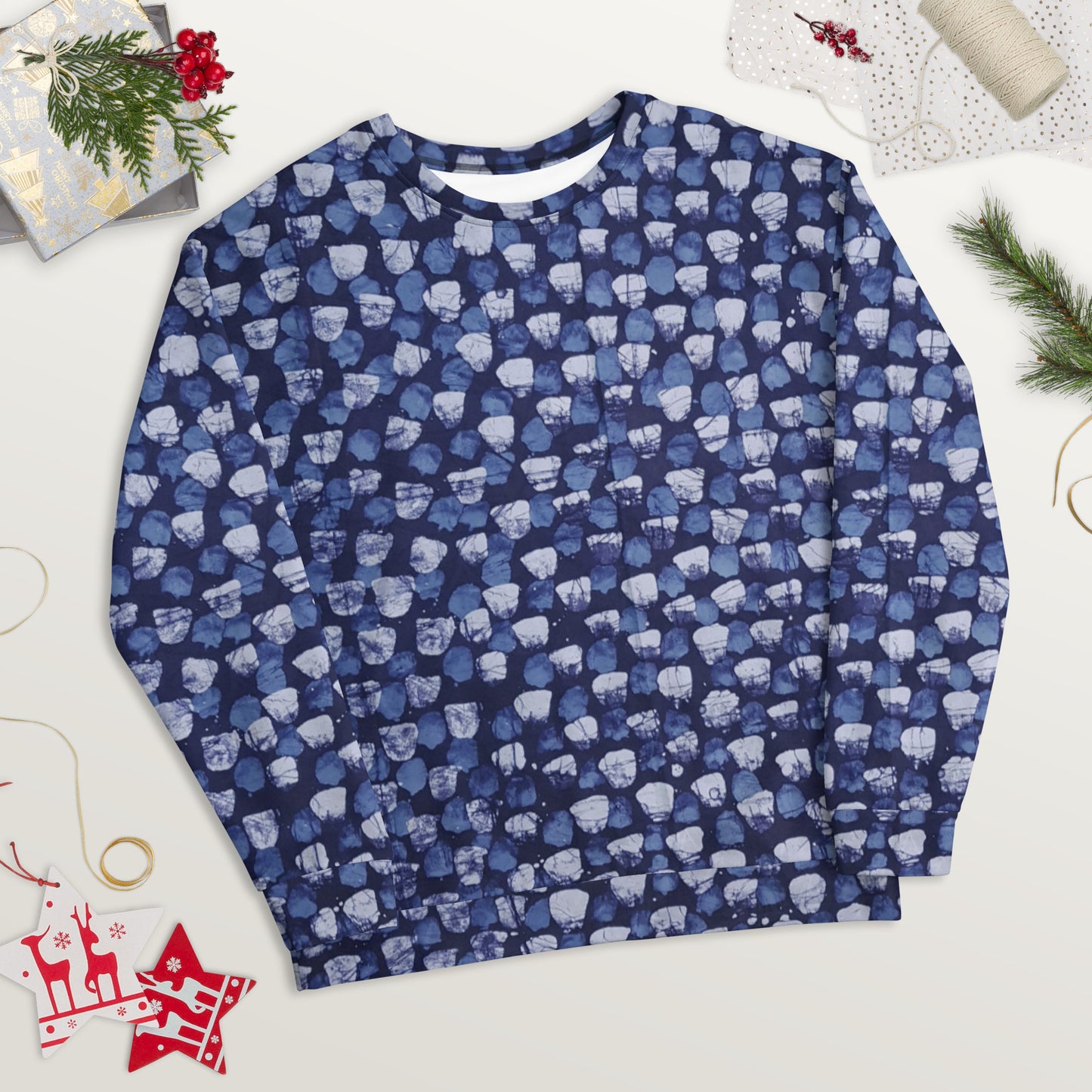 Blue Dotted Adire Unisex Sweatshirt