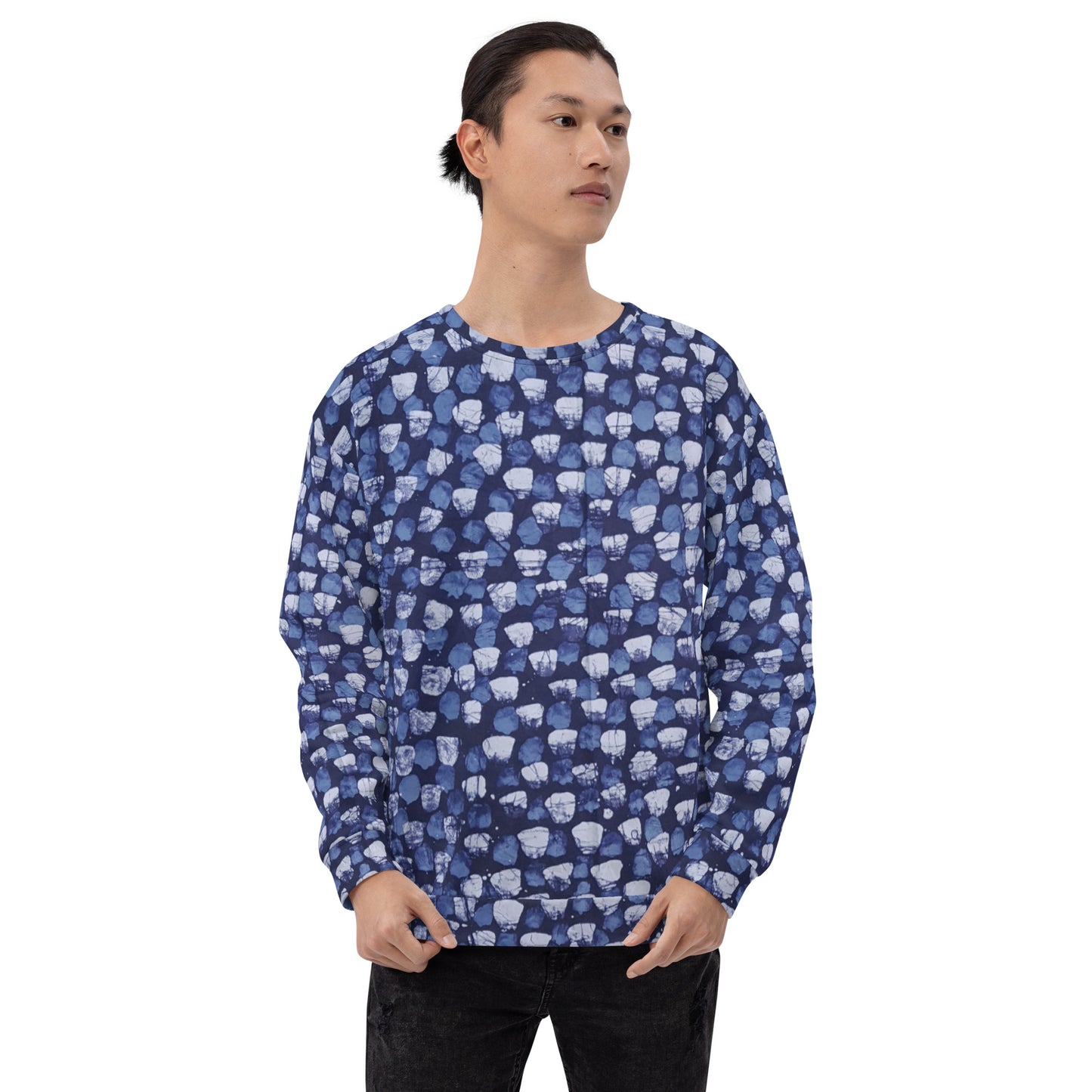 Blue Dotted Adire Unisex Sweatshirt