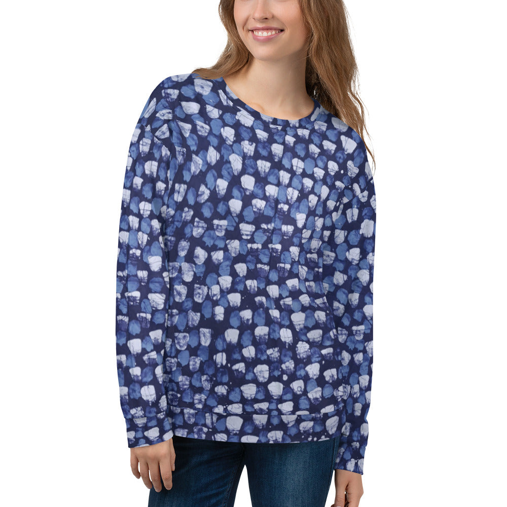 Blue Dotted Adire Unisex Sweatshirt