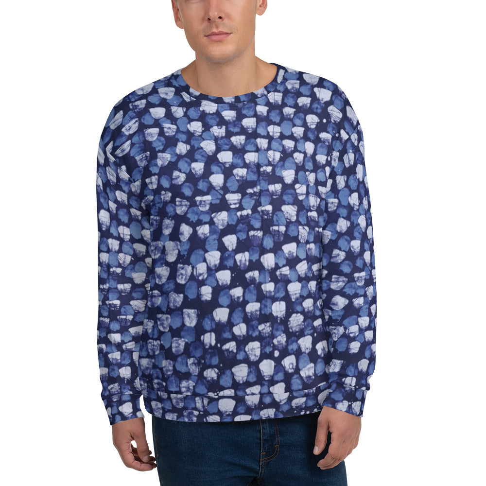 Blue Dotted Adire Unisex Sweatshirt