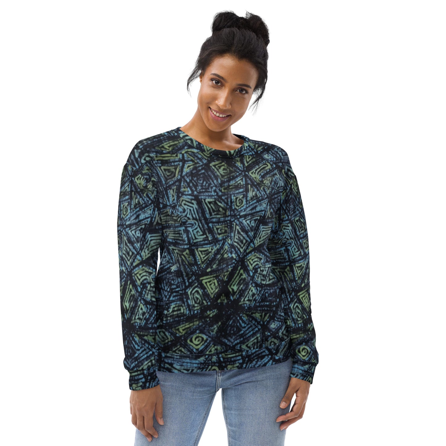 Blue Dotted Adire Unisex Sweatshirt