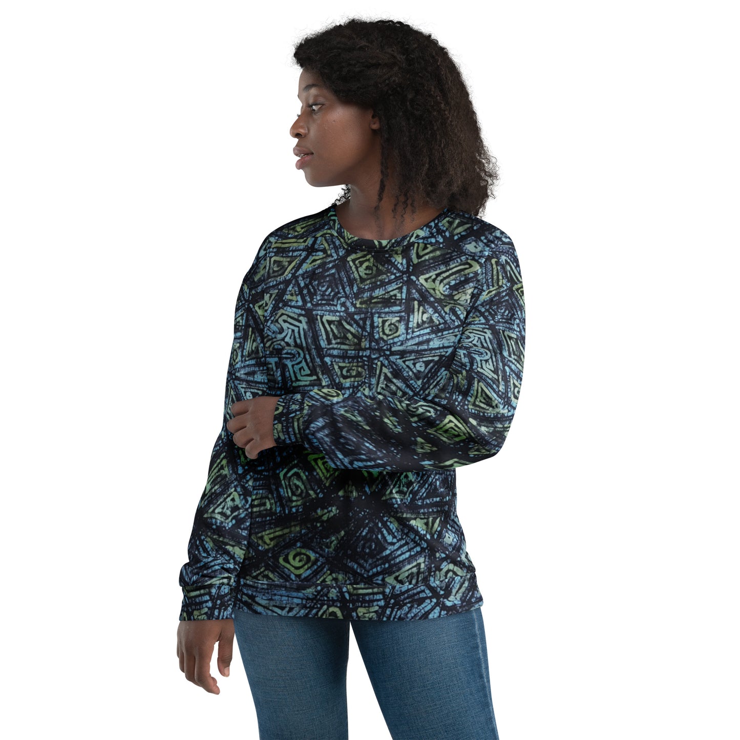 Blue Dotted Adire Unisex Sweatshirt