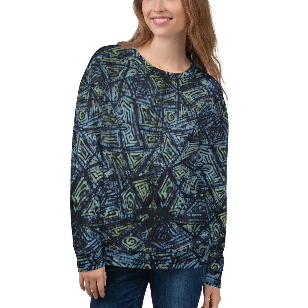 Blue Dotted Adire Unisex Sweatshirt