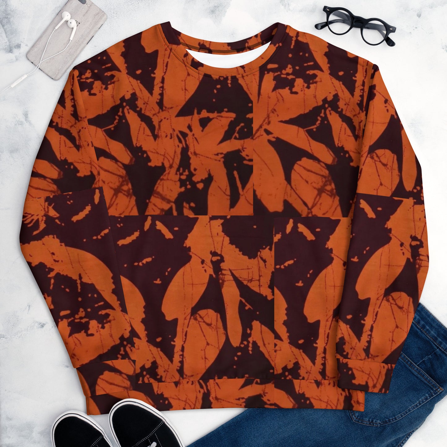 Orange Adire Unisex Sweatshirt