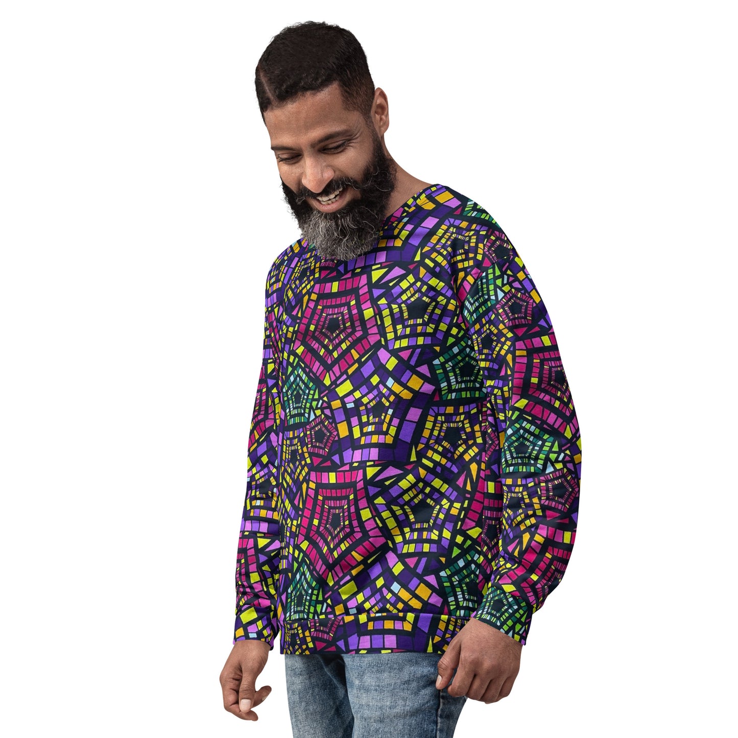 Yellow Pink Green Kente Ankara Unisex Sweatshirt