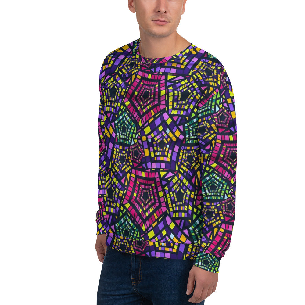 Yellow Pink Green Kente Ankara Unisex Sweatshirt