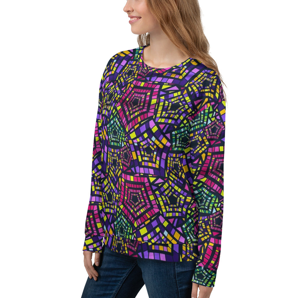 Yellow Pink Green Kente Ankara Unisex Sweatshirt