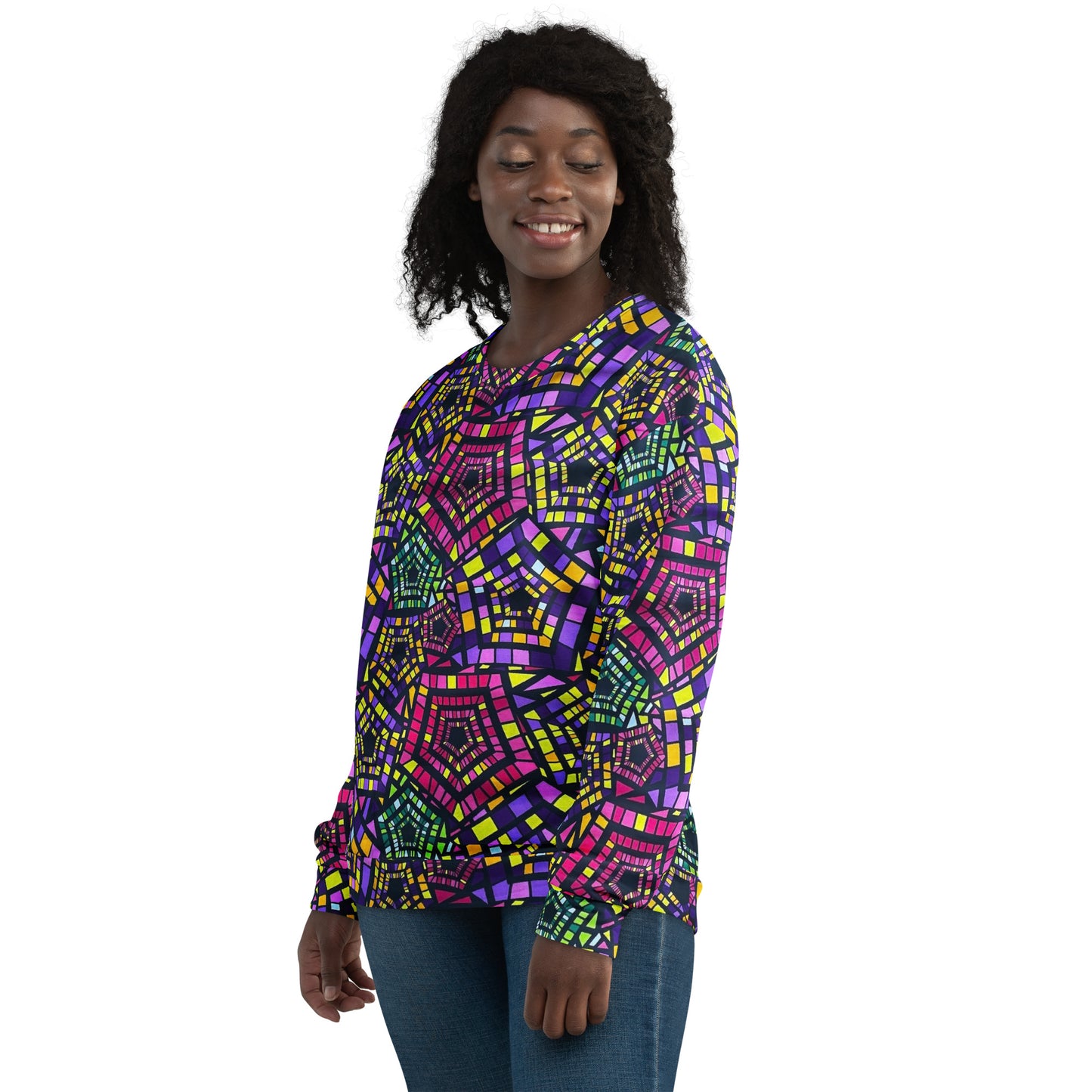 Yellow Pink Green Kente Ankara Unisex Sweatshirt