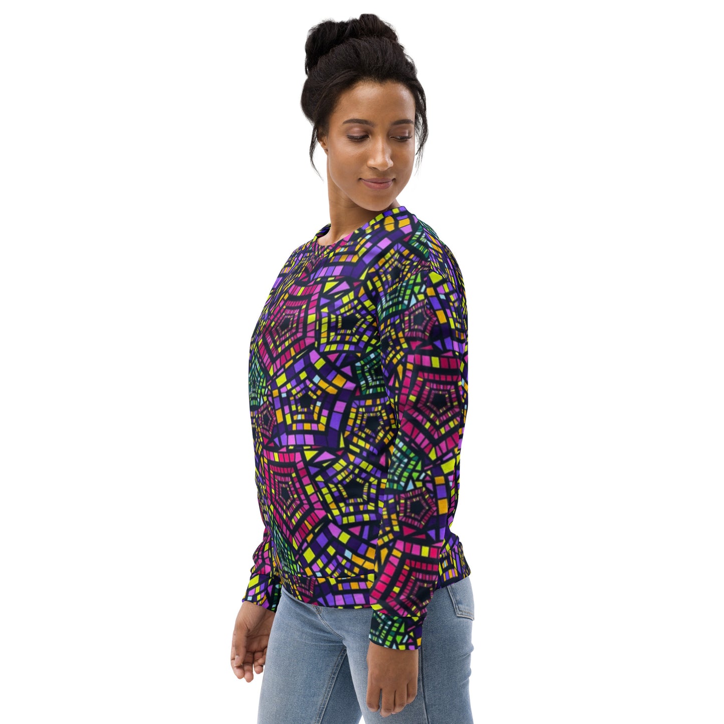 Yellow Pink Green Kente Ankara Unisex Sweatshirt