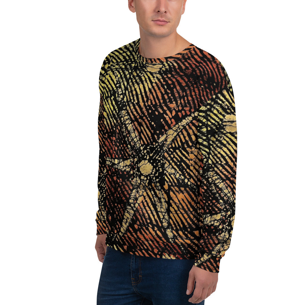 Yellow Orange Stripes African Aztec Ankara Unisex Sweatshirt