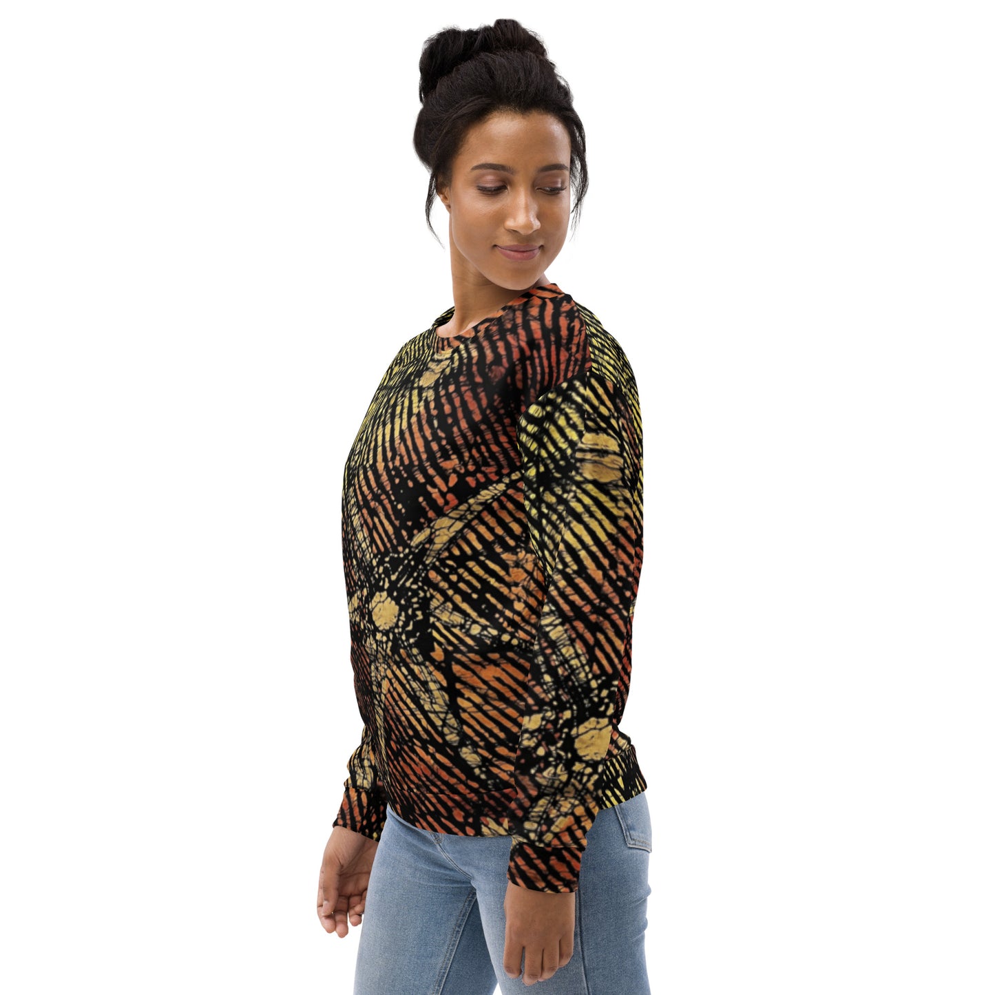 Yellow Orange Stripes African Aztec Ankara Unisex Sweatshirt