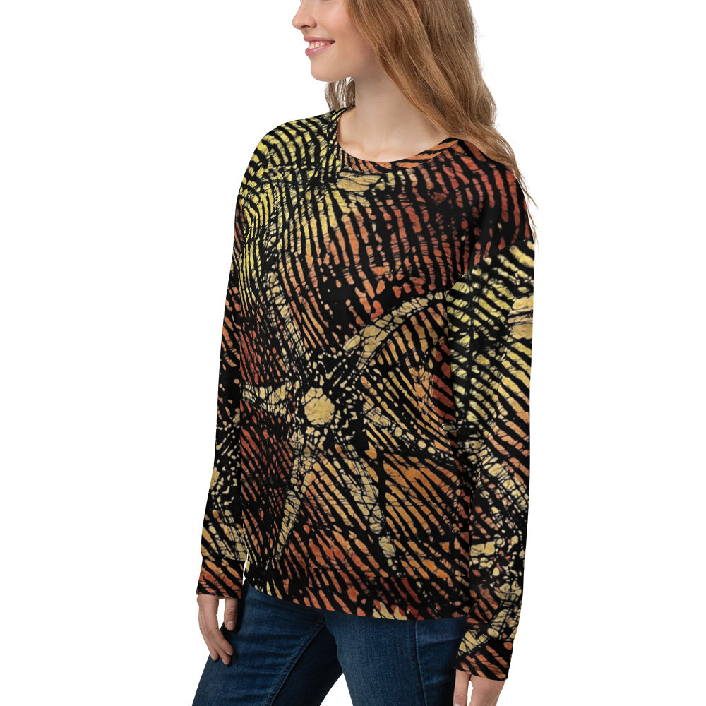 Yellow Orange Stripes African Aztec Ankara Unisex Sweatshirt