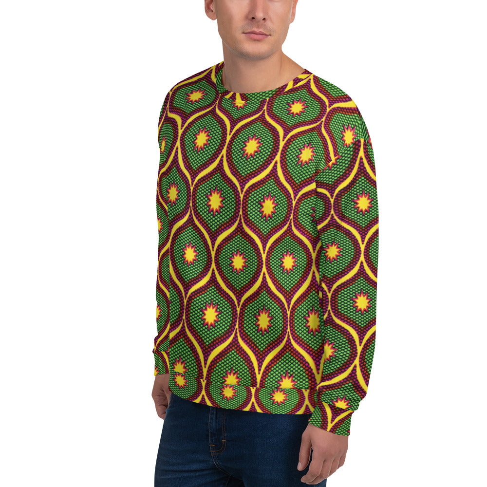 Yellow Green Ankara Unisex Sweatshirt