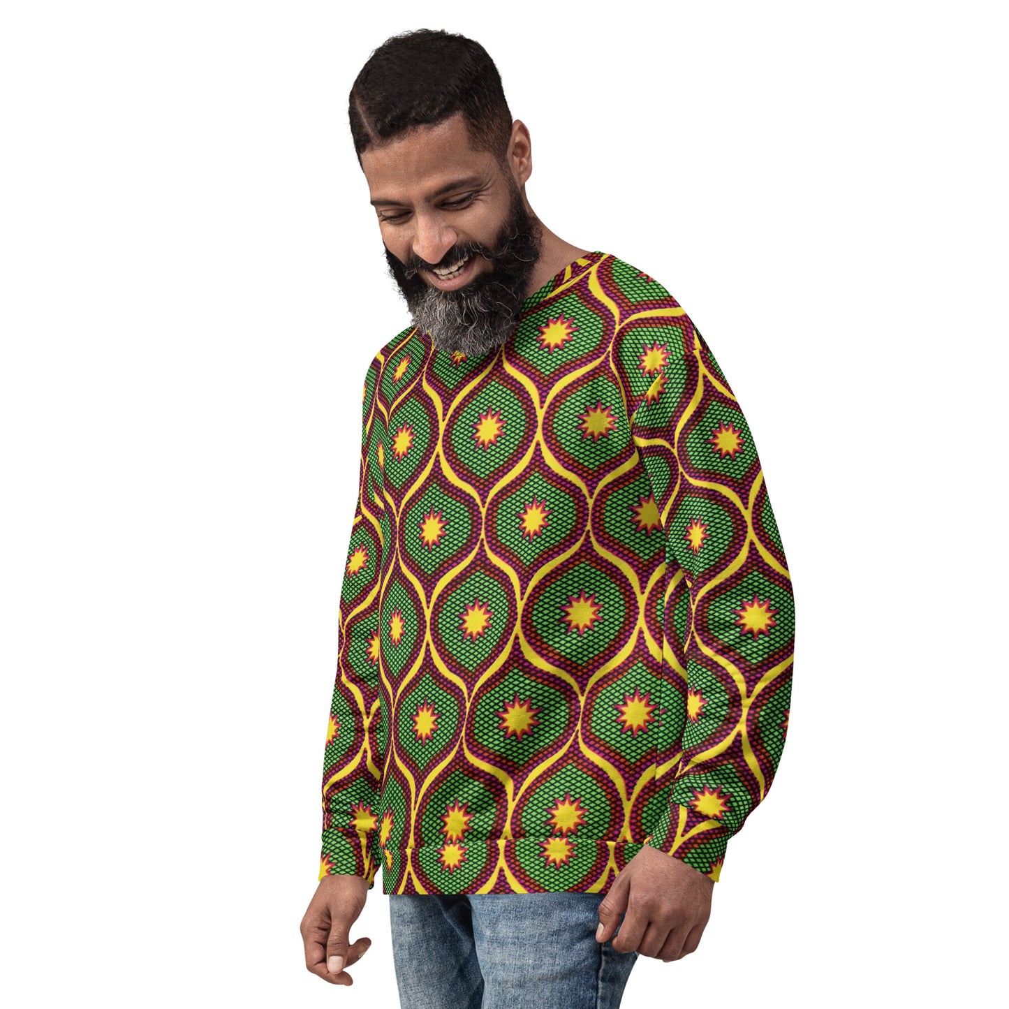 Yellow Green Ankara Unisex Sweatshirt