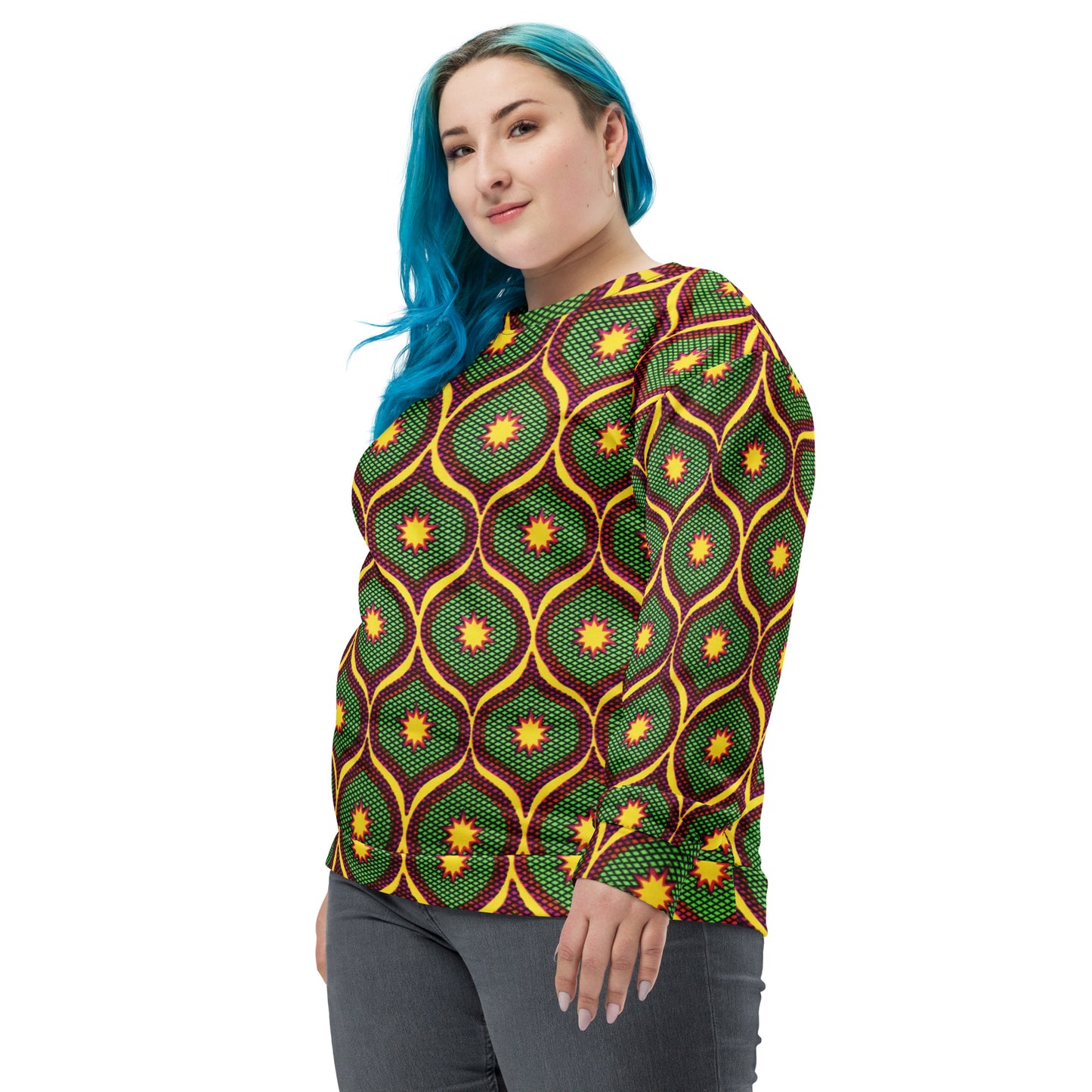 Yellow Green Ankara Unisex Sweatshirt