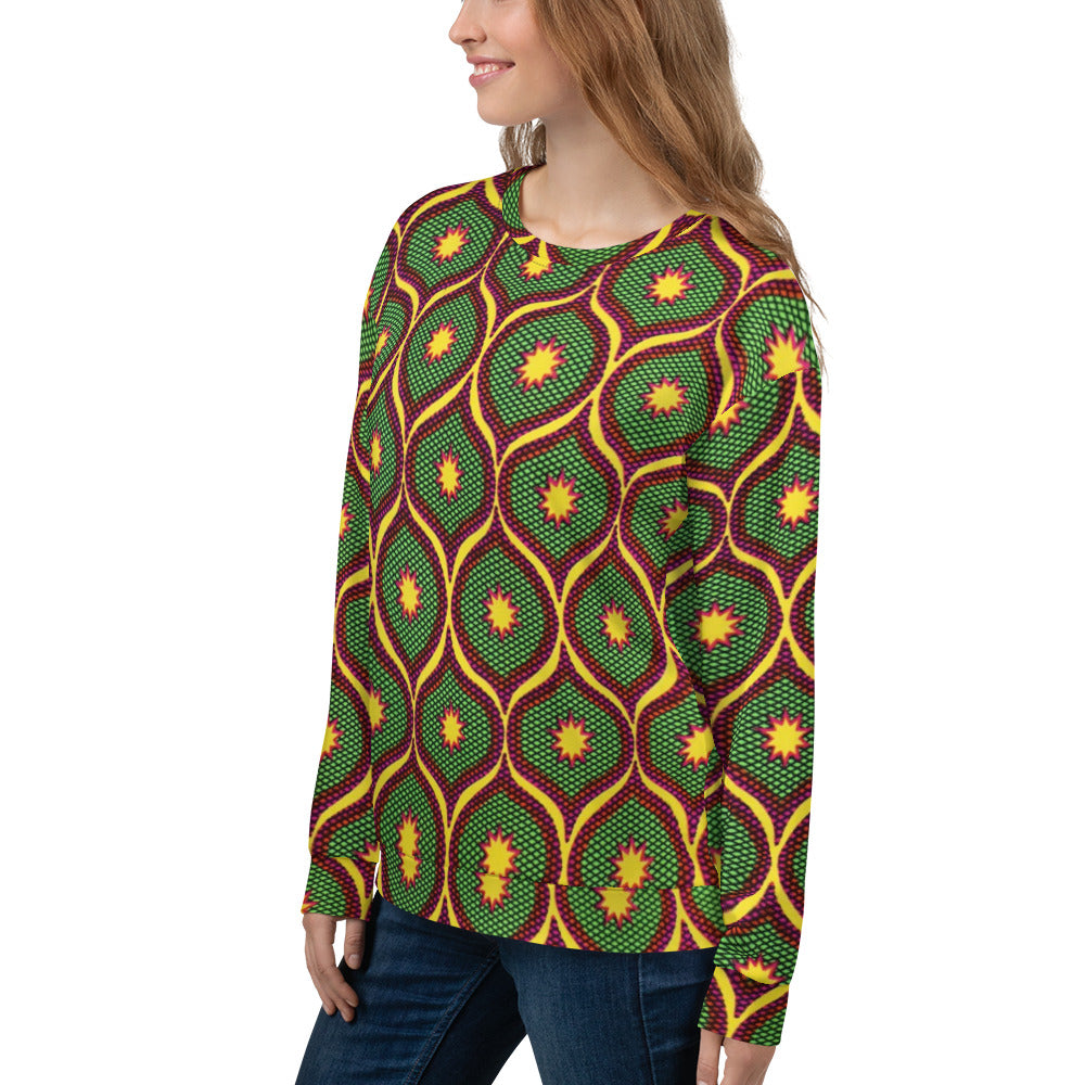 Yellow Green Ankara Unisex Sweatshirt