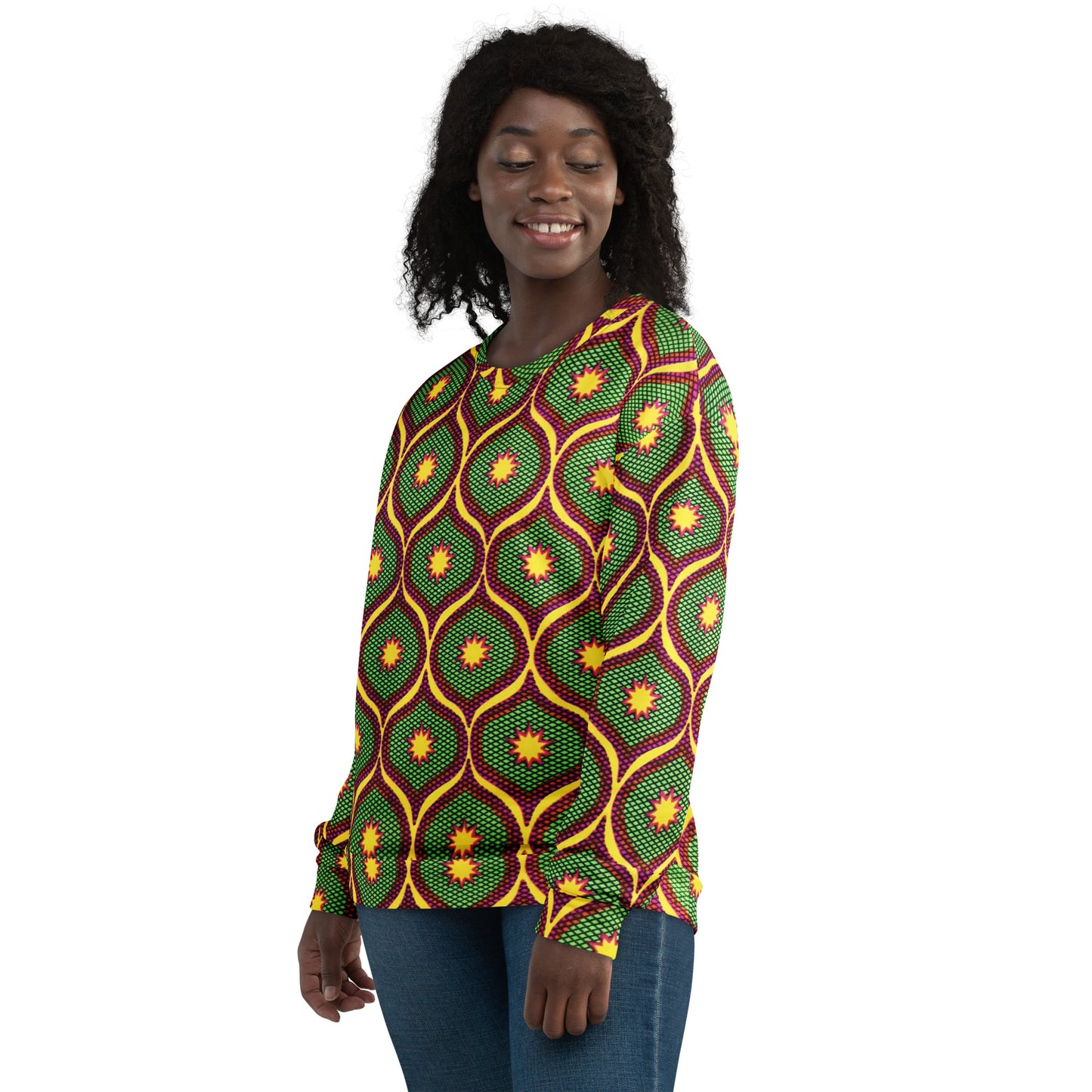 Yellow Green Ankara Unisex Sweatshirt