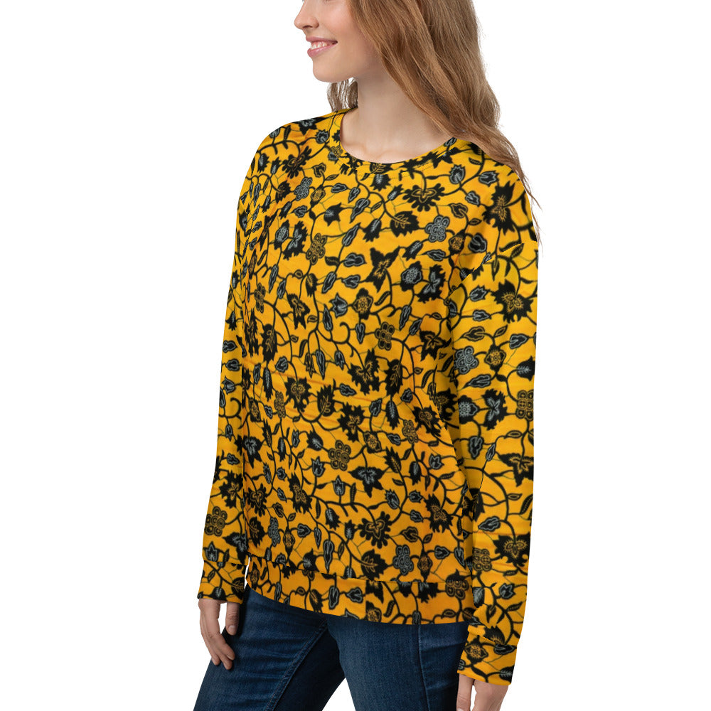 Yellow Leaves Ankara Unisex Sweatshirt