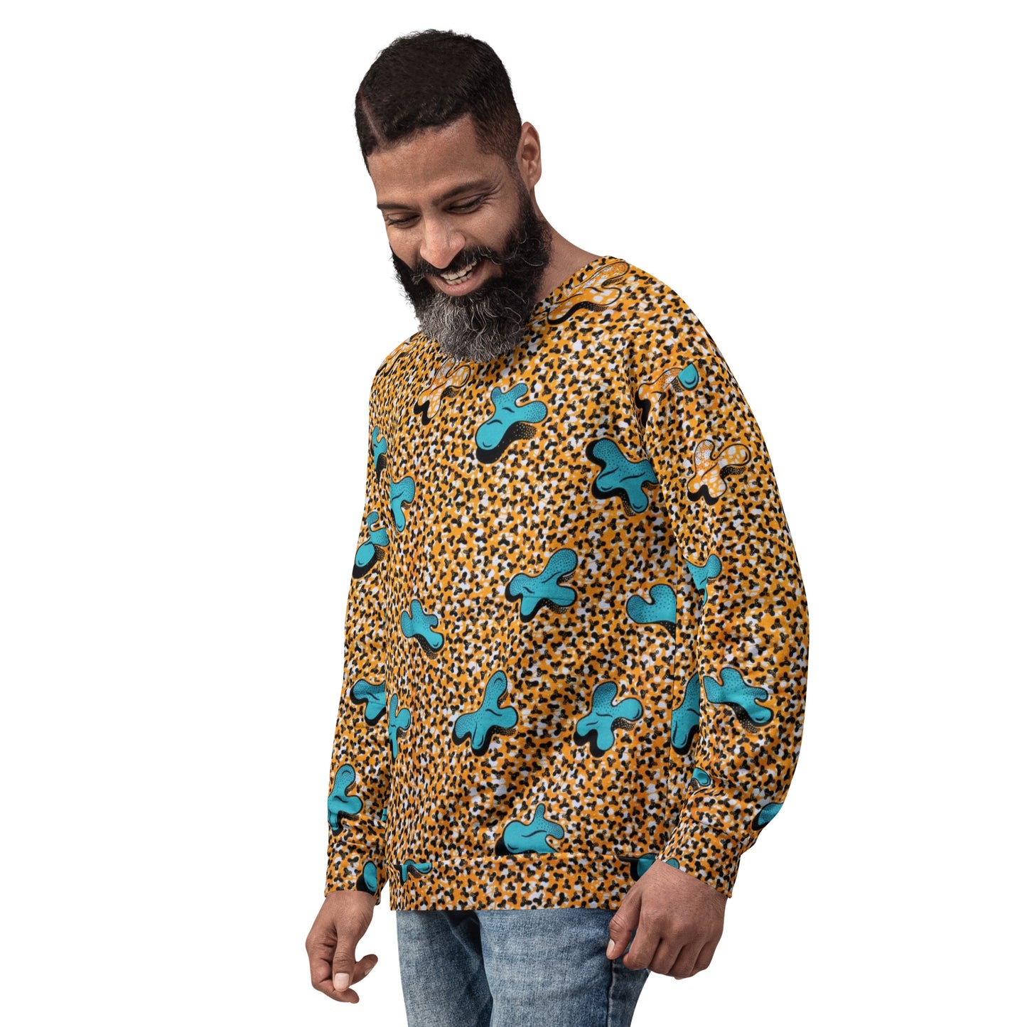 Sky Blue Pale Orange Ankara Unisex Sweatshirt