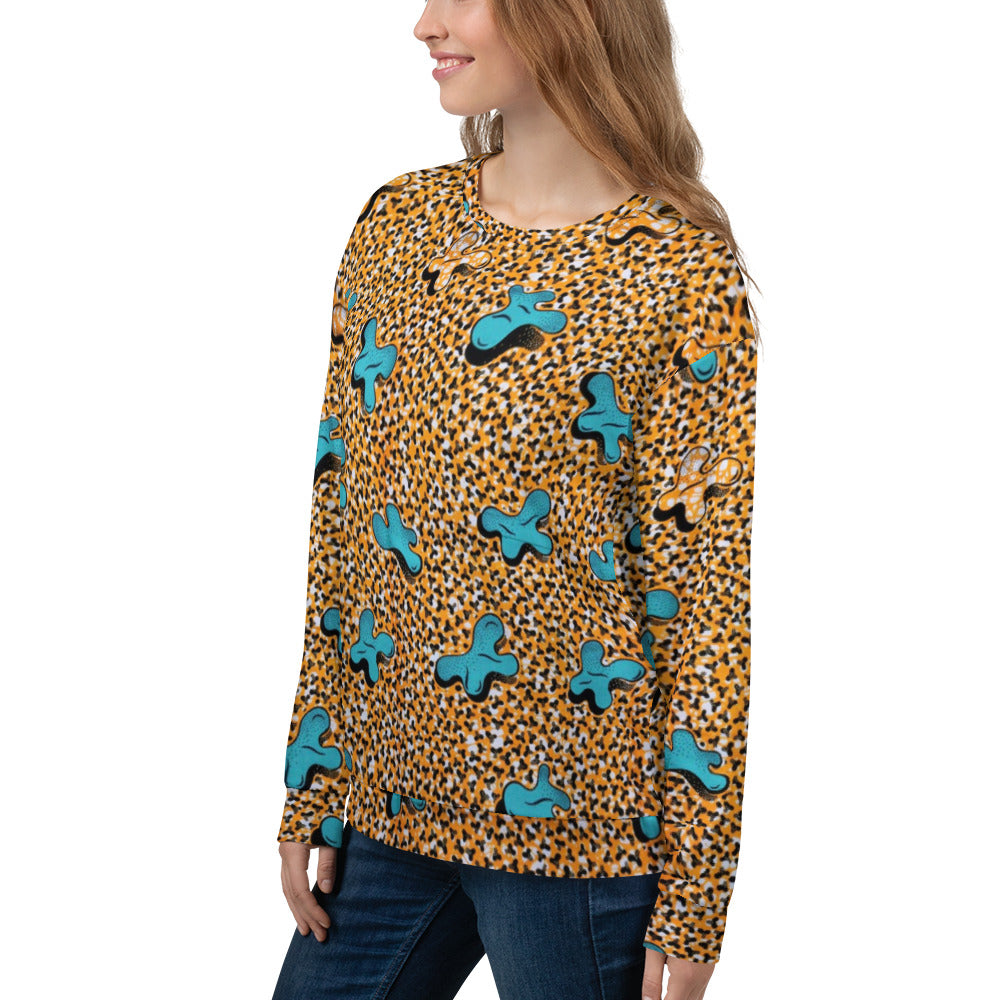 Sky Blue Pale Orange Ankara Unisex Sweatshirt