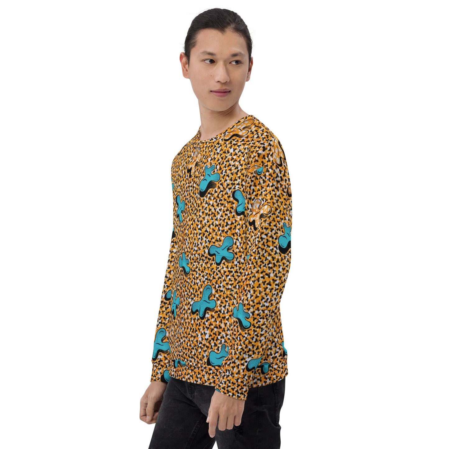 Sky Blue Pale Orange Ankara Unisex Sweatshirt