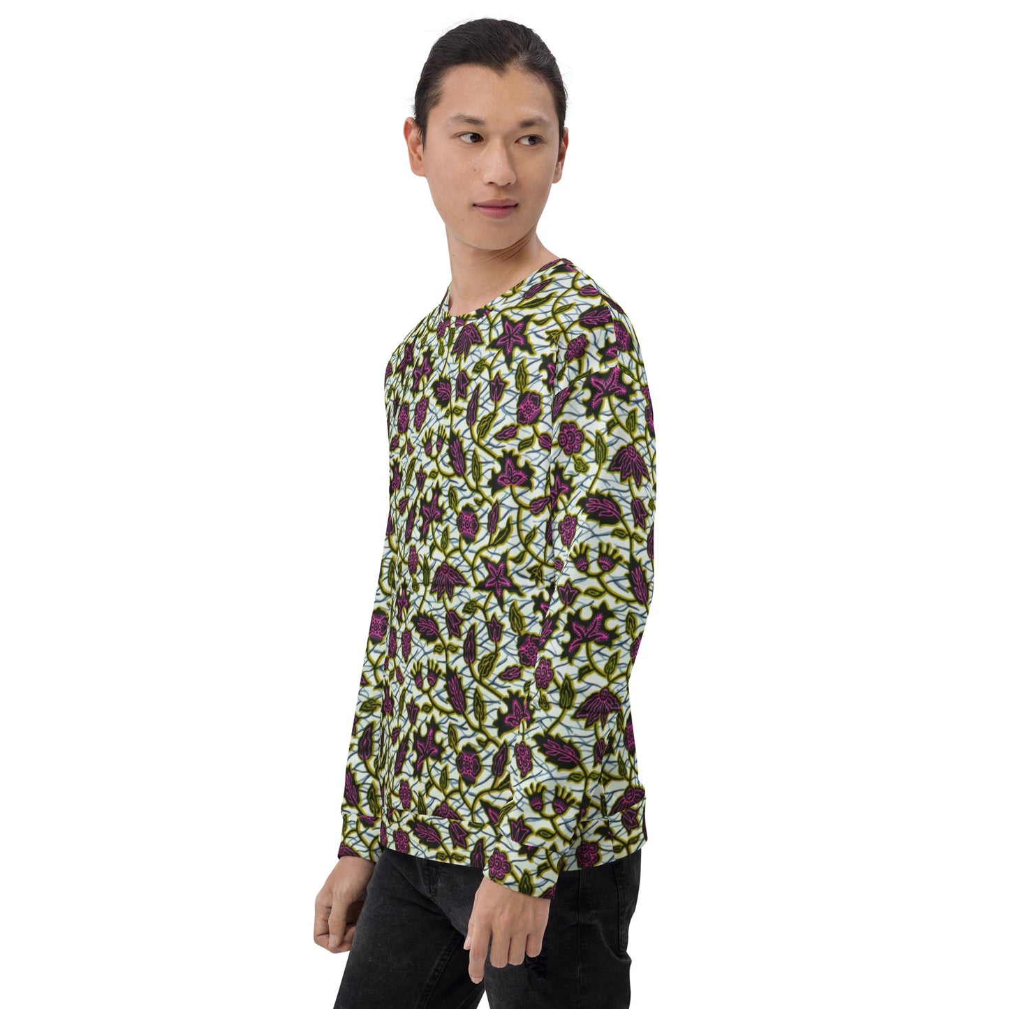 Pink Green Leaves Ankara Unisex Sweatshirt