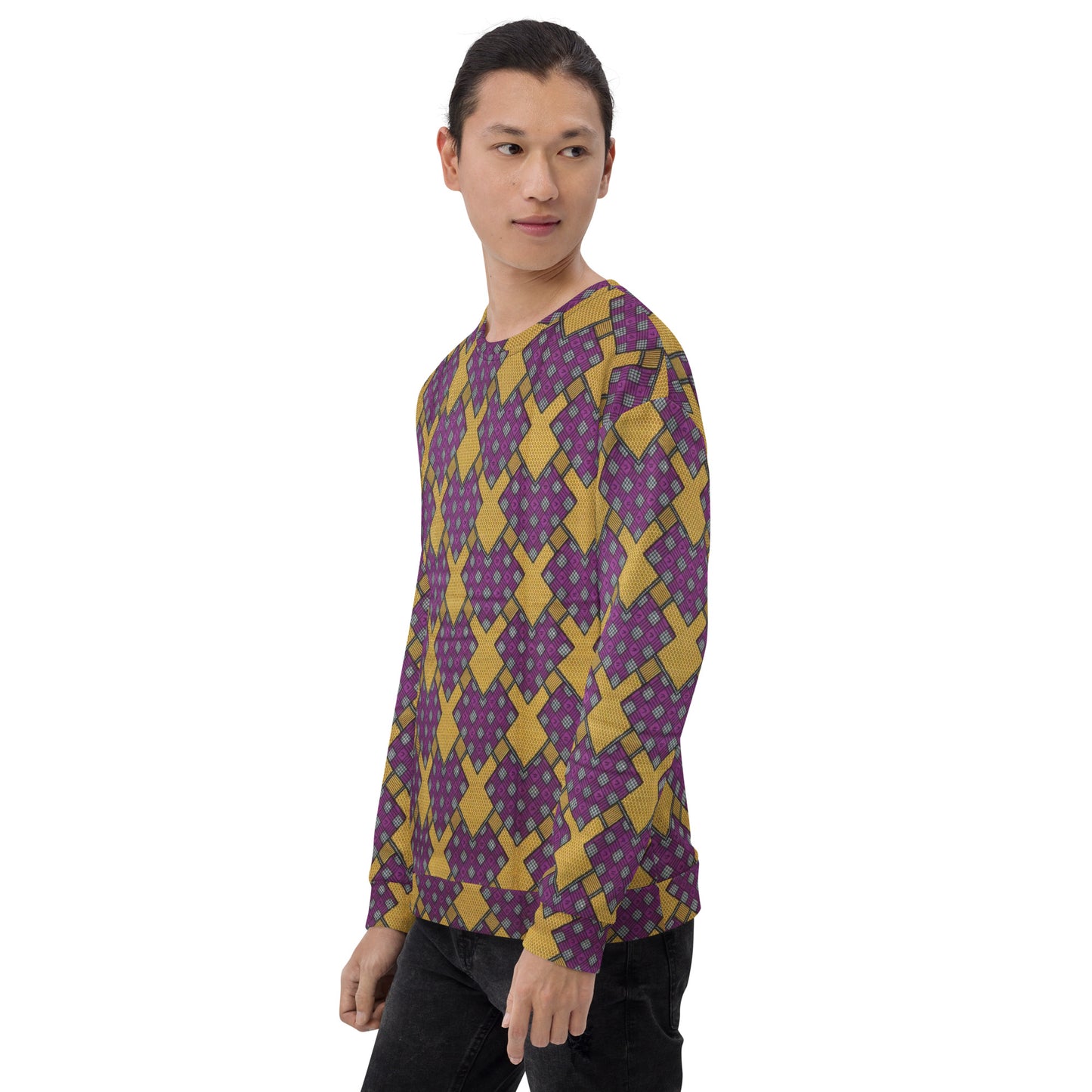 Purple Yellow Shapes Ankara Unisex Sweatshirt