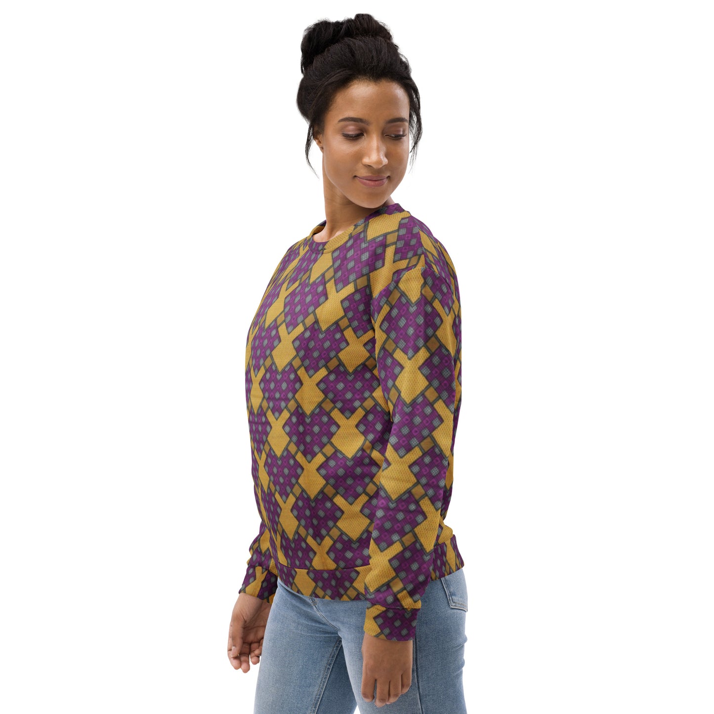 Purple Yellow Shapes Ankara Unisex Sweatshirt