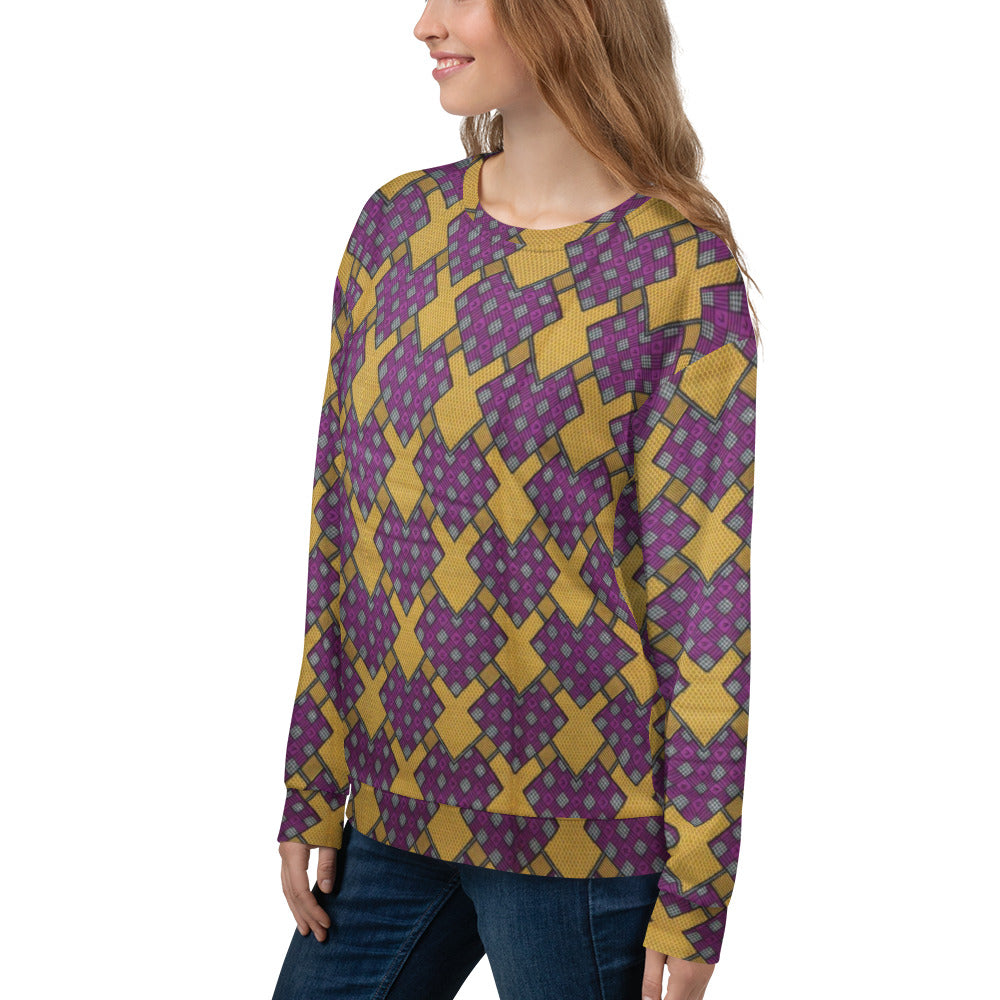 Purple Yellow Shapes Ankara Unisex Sweatshirt