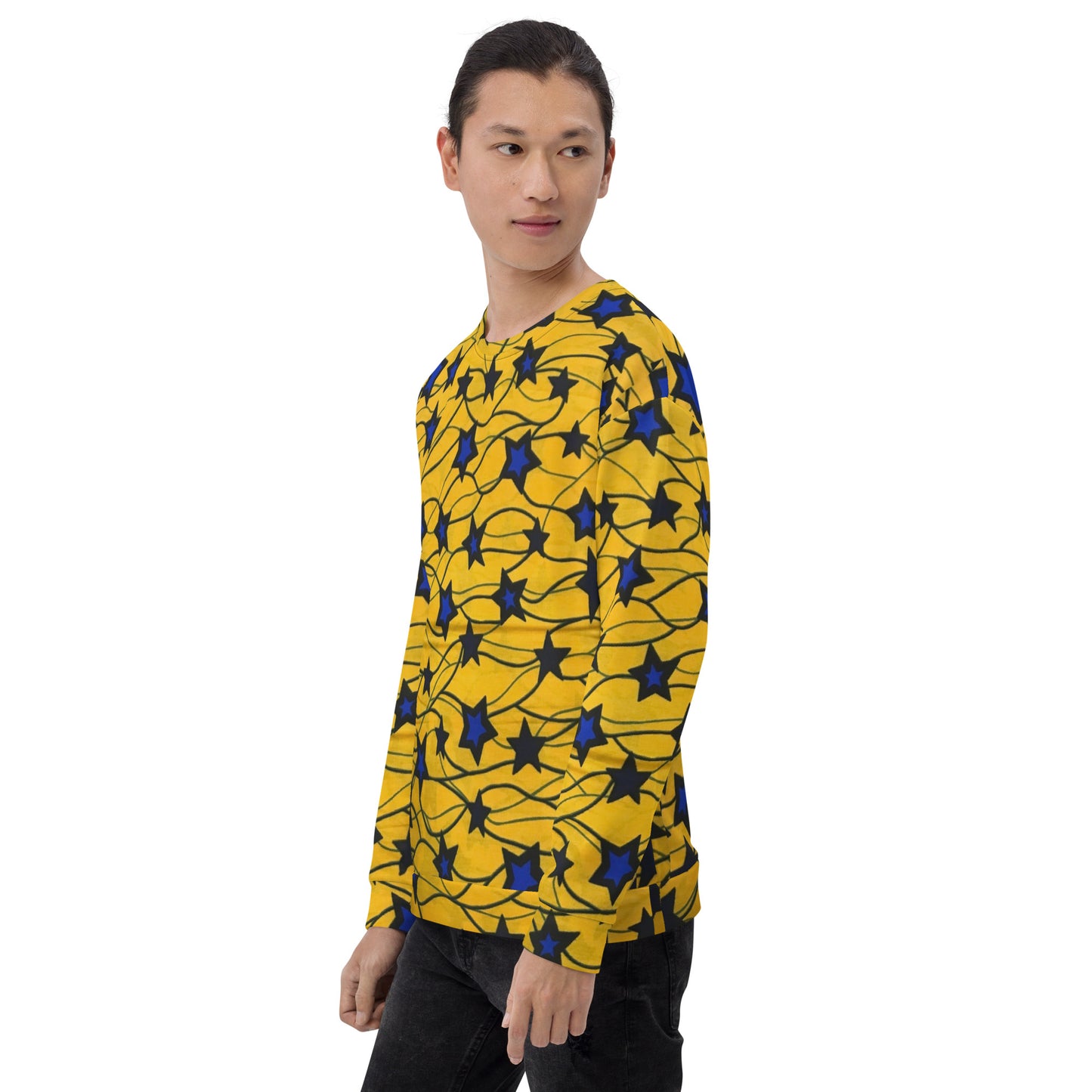 Yellow Blue Star Ankara Unisex Sweatshirt