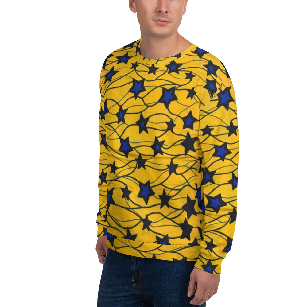 Yellow Blue Star Ankara Unisex Sweatshirt