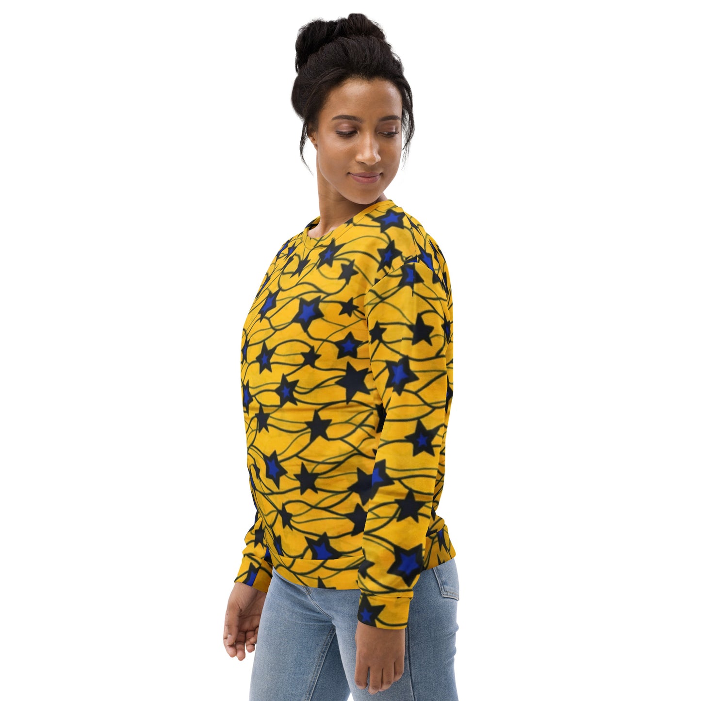 Yellow Blue Star Ankara Unisex Sweatshirt