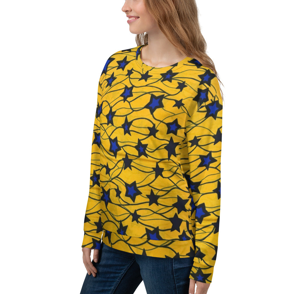 Yellow Blue Star Ankara Unisex Sweatshirt