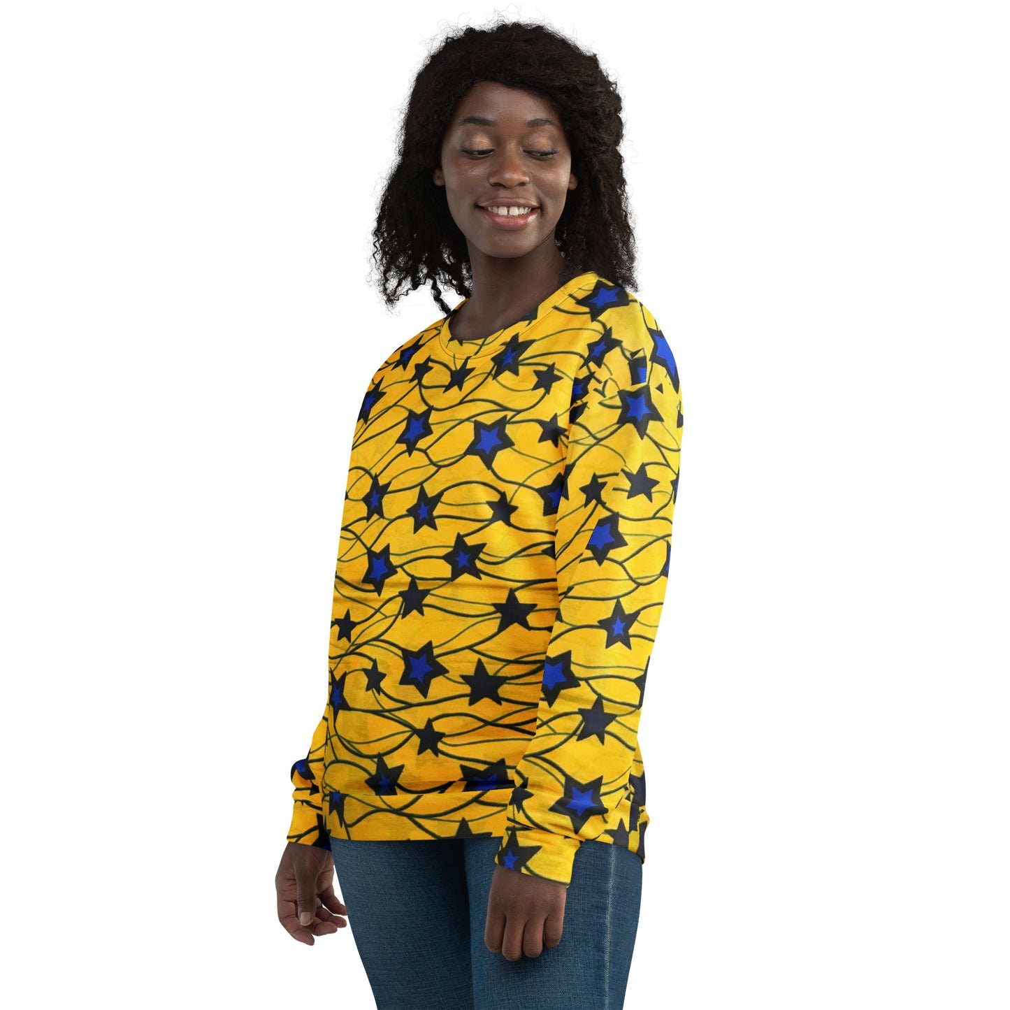 Yellow Blue Star Ankara Unisex Sweatshirt