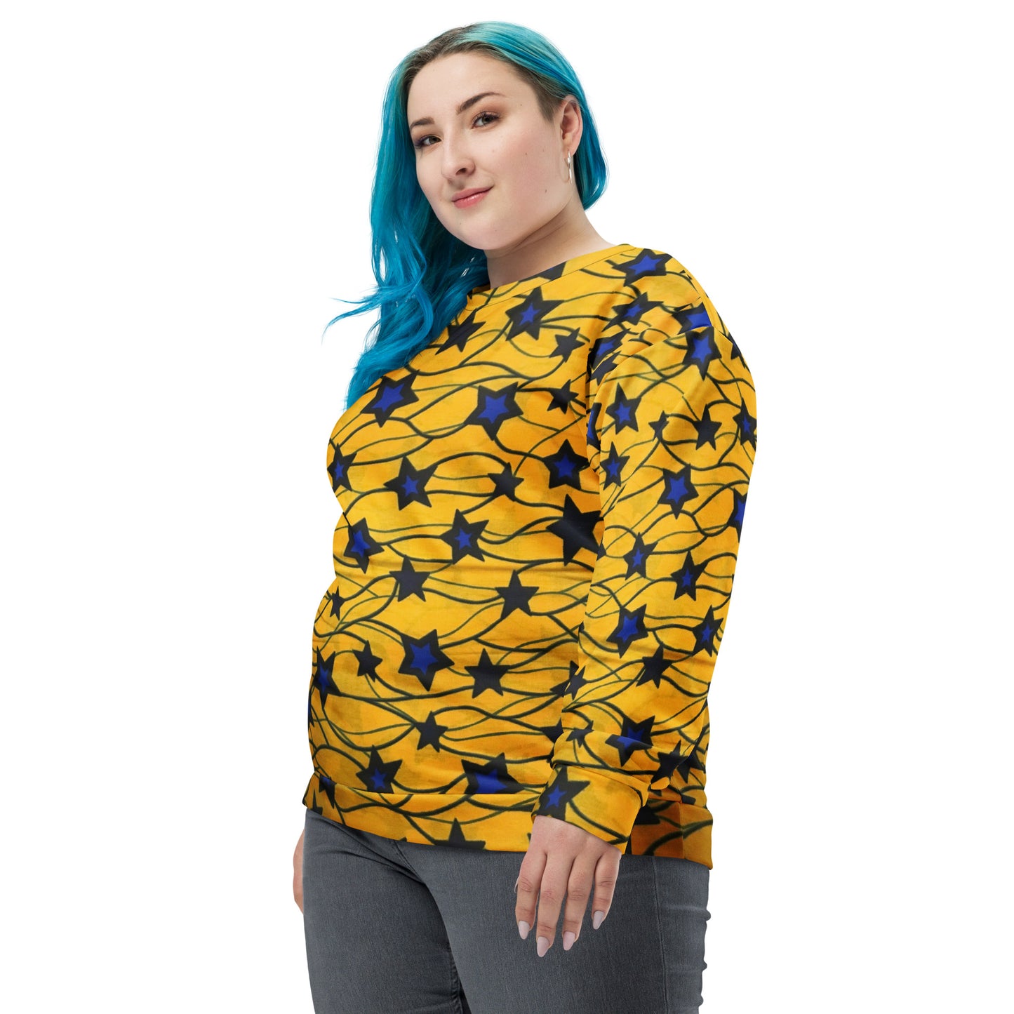 Yellow Blue Star Ankara Unisex Sweatshirt