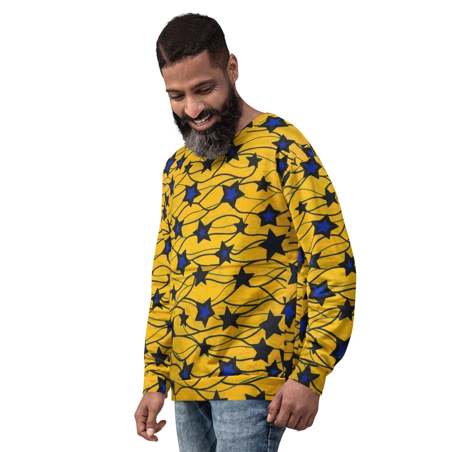 Yellow Blue Star Ankara Unisex Sweatshirt