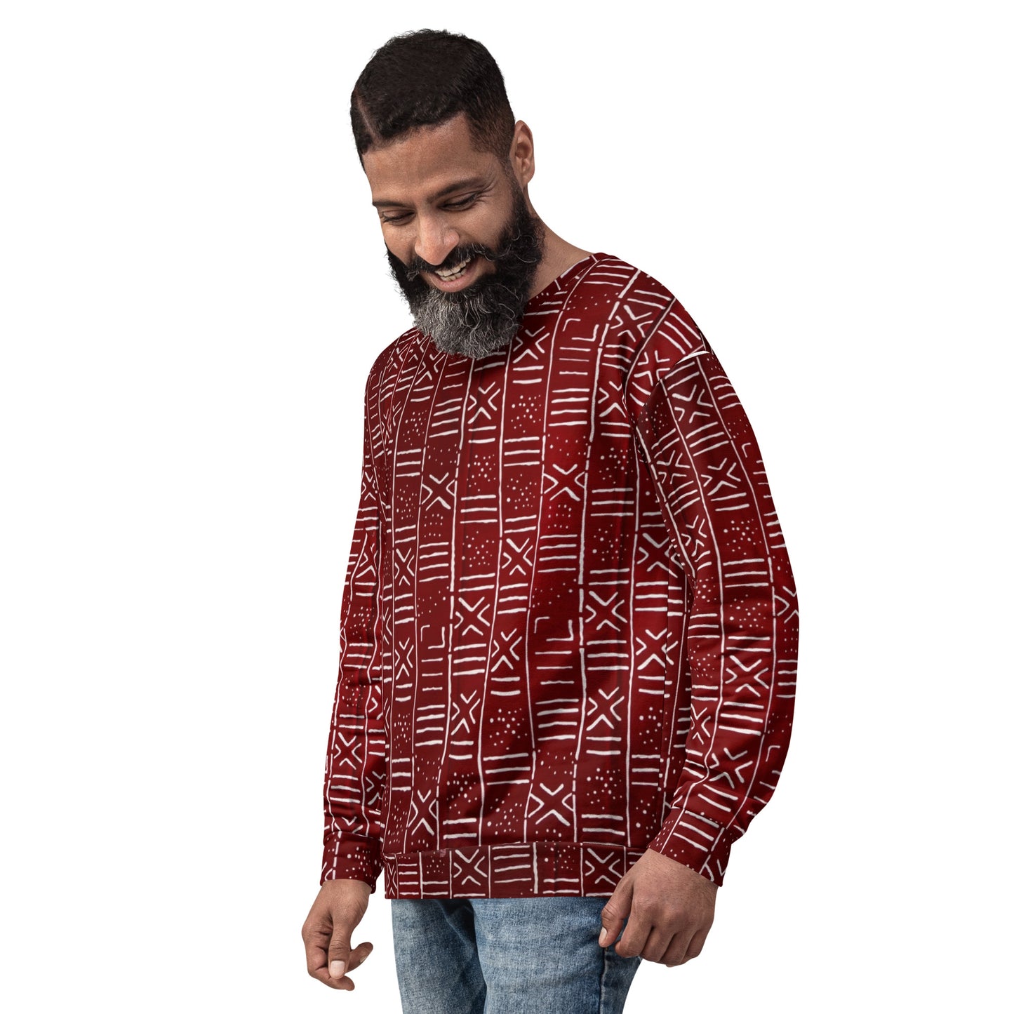 Red White African Print Ankara Unisex Sweatshirt