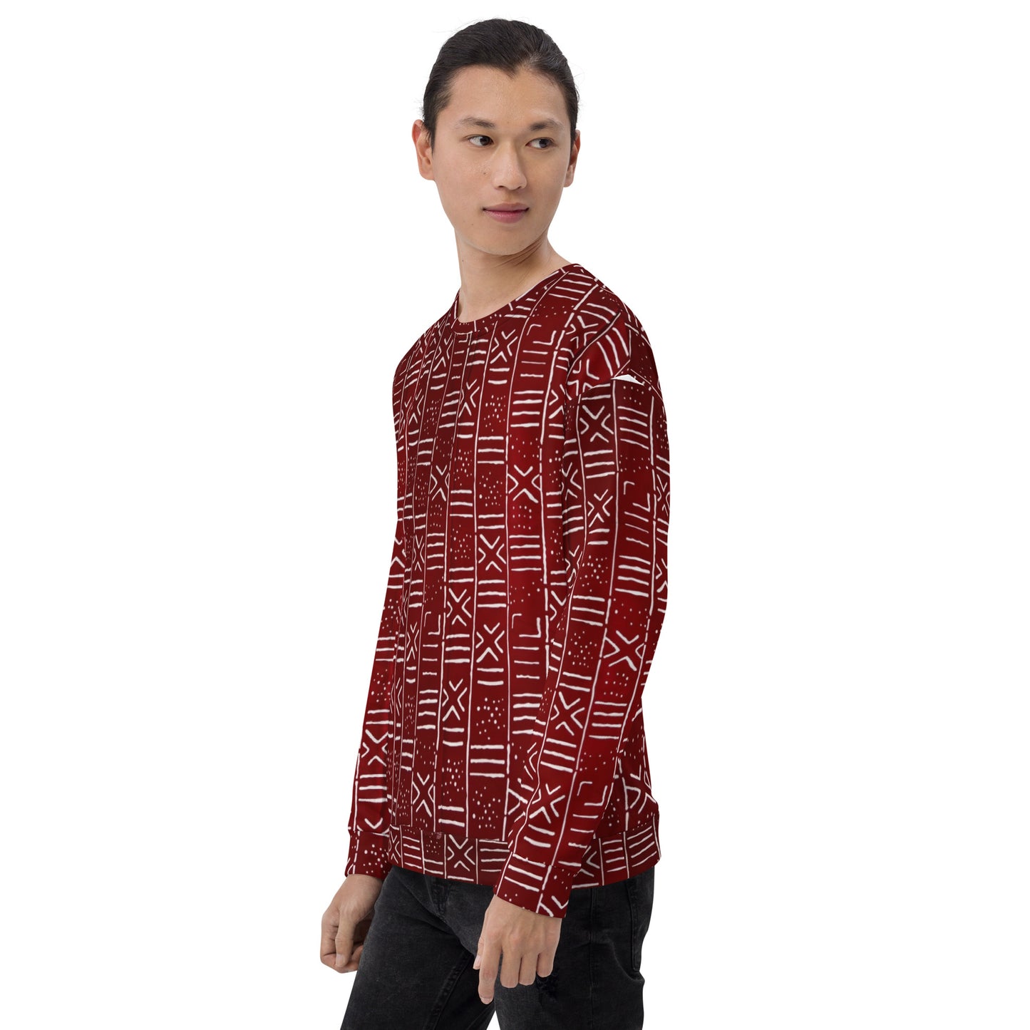 Red White African Print Ankara Unisex Sweatshirt